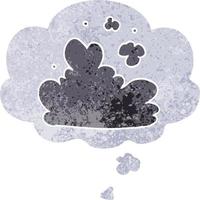 nuage de dessin animé et bulle de pensée dans un style texturé rétro vecteur