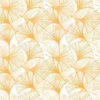 un motif de feuille de ginkgo dessiné à la main sans couture dans le style de croquis. feuilles orange sous différents angles sur fond blanc. forme de feuille en forme de patte de canard. fond de dentelle mystique vecteur