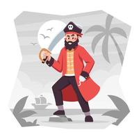 personnage d'un pirate avec épée vecteur