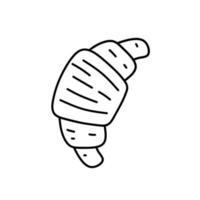 croissant isolé sur fond blanc. pâtisseries fraîches. illustration vectorielle dessinée à la main dans un style doodle. parfait pour les cartes, menu, logo, décorations, divers designs. vecteur