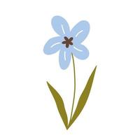 jolie fleur bleue isolée sur fond blanc. illustration vectorielle dans un style plat dessiné à la main. parfait pour les cartes, le logo, les décorations, les designs de printemps et d'été. clipart botanique. vecteur