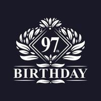 Logo d'anniversaire de 97 ans, célébration du 97e anniversaire de luxe. vecteur