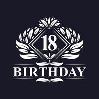 Logo d'anniversaire de 18 ans, célébration du 18e anniversaire de luxe. vecteur