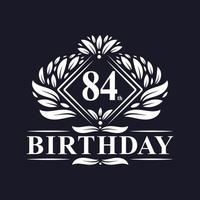 Logo d'anniversaire de 84 ans, célébration du 84e anniversaire de luxe. vecteur