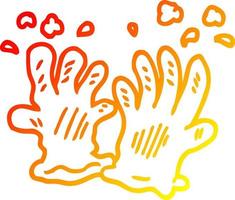 ligne de gradient chaud dessinant des gants de jardin de dessin animé vecteur