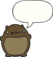 dessin animé gros ours et bulle de dialogue vecteur