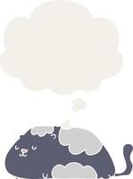 chat de dessin animé et bulle de pensée dans un style rétro vecteur