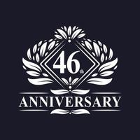 Logo anniversaire 46 ans, logo floral de luxe 46e anniversaire. vecteur