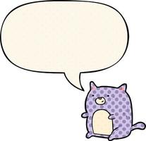 chat de dessin animé et bulle de dialogue dans le style de la bande dessinée vecteur