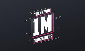 merci 1000000 abonnés célébration de 1m d'abonnés. vecteur