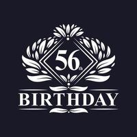 Logo d'anniversaire de 56 ans, célébration du 56e anniversaire de luxe. vecteur