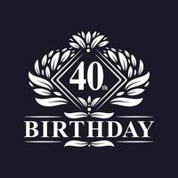 Logo d'anniversaire de 40 ans, célébration du 40e anniversaire de luxe. vecteur