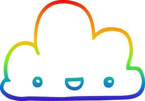 arc en ciel gradient ligne dessin dessin animé petit nuage heureux vecteur
