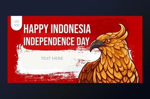 modèle de conception de la fête de l'indépendance de l'indonésie avec illustration de garuda vecteur