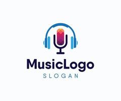 création de logo de musique. modèle de logo de podcast. vecteur