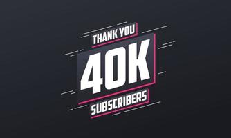 merci 40000 abonnés célébration de 40k abonnés. vecteur