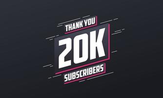 merci 20000 abonnés célébration de 20k abonnés. vecteur