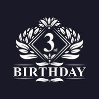 Logo d'anniversaire de 3 ans, célébration du 3e anniversaire de luxe. vecteur