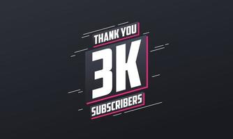 merci 3000 abonnés célébration de 3k abonnés. vecteur