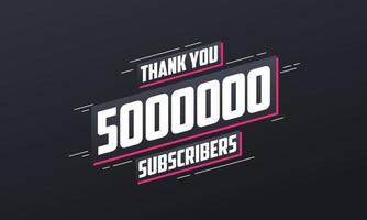 merci 5000000 abonnés célébration de 5 millions d'abonnés. vecteur