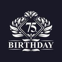 Logo d'anniversaire de 75 ans, célébration du 75e anniversaire de luxe. vecteur