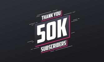 merci 50000 abonnés célébration de 50k abonnés. vecteur