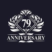 Logo anniversaire 79 ans, logo floral de luxe 79e anniversaire. vecteur