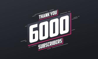 merci 6000 abonnés célébration de 6k abonnés. vecteur