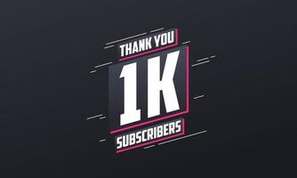 merci 1000 abonnés célébration de 1k abonnés. vecteur