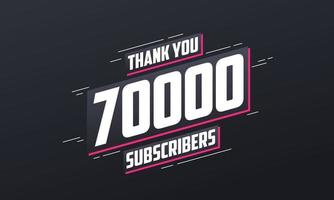 merci 70000 abonnés célébration de 70k abonnés. vecteur