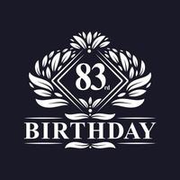 Logo d'anniversaire de 83 ans, célébration du 83e anniversaire de luxe. vecteur