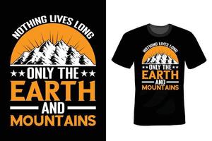 conception de t-shirt de montagne, vintage, typographie vecteur