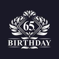 Logo d'anniversaire de 65 ans, célébration du 65e anniversaire de luxe. vecteur