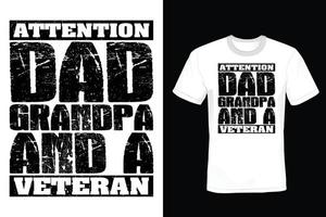 conception de t-shirt grand-père, vintage, typographie vecteur