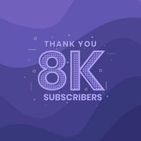 merci 8000 abonnés célébration de 8k abonnés. vecteur