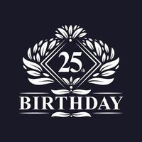 Logo d'anniversaire de 25 ans, célébration du 25e anniversaire de luxe. vecteur