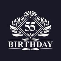 Logo d'anniversaire de 55 ans, célébration du 55e anniversaire de luxe. vecteur