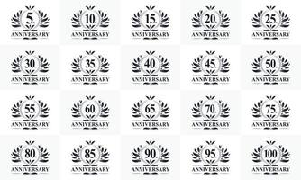 ensemble de logo d'insigne d'anniversaire vintage rétro. collection du luxueux logo anniversaire doré pour la célébration vecteur