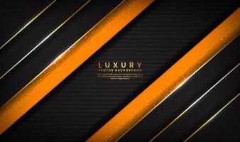 Abstrait luxe noir et orange avec des lignes dorées vecteur
