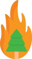 icône plate arbre brûlant vecteur