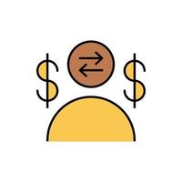 icône de l'homme d'affaires de change d'argent vecteur