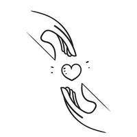 main dessinée doodle main donnant et recevant l'amour illustration vecteur isolé
