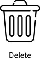icône de ligne de corbeille isolé sur fond blanc vecteur