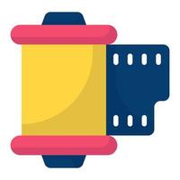 icône plate de bande de film, photographie et conception de vecteur plat d'art numérique