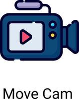 icône de ligne de couleur de caméra vidéo isolée sur fond blanc vecteur