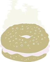 illustration en couleur plate d'un bagel de dessin animé vecteur