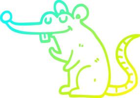 ligne de gradient froid dessinant un rat de dessin animé vecteur