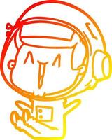 dessin de ligne de gradient chaud astronaute de dessin animé heureux assis vecteur