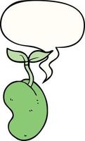 dessin animé graines de germination et bulle de dialogue vecteur