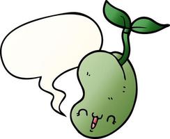 germination de graines de dessin animé mignon et bulle de dialogue dans un style de dégradé lisse vecteur